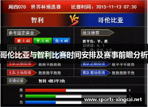 哥伦比亚与智利比赛时间安排及赛事前瞻分析
